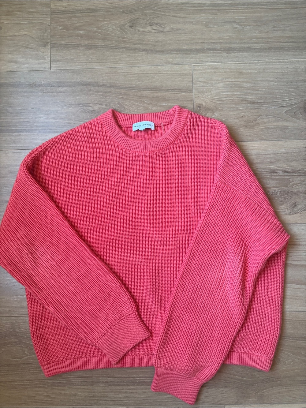 White + Warren Coral Crewneck Knit Sweater (100% organic cotton)